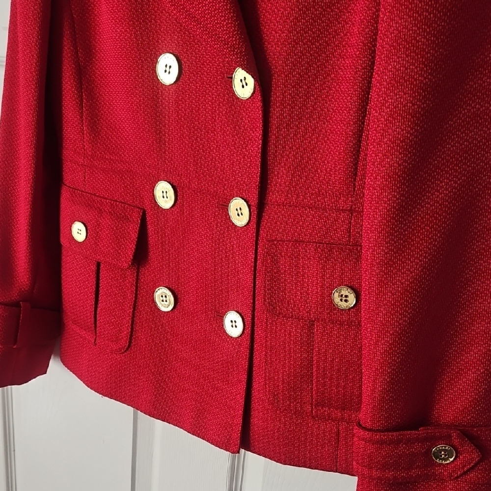 Women's Red Double-Breasted Jacket - Picture 3 of 6